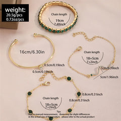 Snake Green Gemstone Metal Bracelet