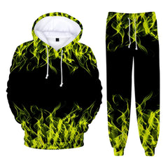 Colorful Flame 3D Print kids Tracksuit Set Casual Hoodie+Pants 2pcs Sets