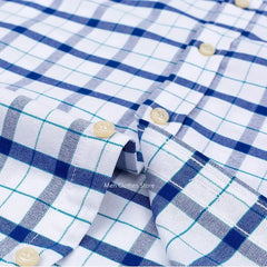 100% Pure Cotton  Oxford Short Sleeve Square Collar Solid Plaid Striped Shirt