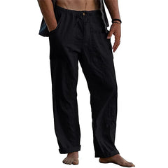 Cotton Linen Large Size white Straight trousers