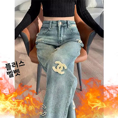 Velvet Slim Fit Straight Leg Denim Jeans