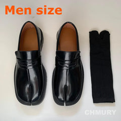 Tabi Loafer Men and Women Split Toe Thick Sole Casual Patent Leather Shoes