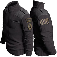 Military Sweater 100% Cotton Round Neck Tactical Knitted Pullover Vintage US Air Force Patch Casual Knitwear