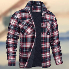 Lapel plaid thick shirt