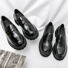 Mocassin Patent Leather with Thick Soles Loafers Slip on Shoe Breathable