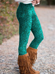 Leggings Beautiful 3D Printing Middle-Waiste Stretch Pant