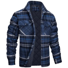 Lapel plaid thick shirt