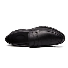 Brogue Carving Penny Loafers Slip on Leather shoes