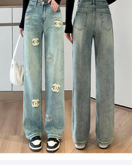 Velvet Slim Fit Straight Leg Denim Jeans