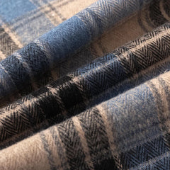 Plaid Flannel Sleeve Blue Loose Shirt