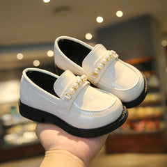 Leather Kids Black Loafers Slip-on Children