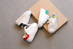 Soft White Boys Sports Shoes  Lace-up Light Sneakers