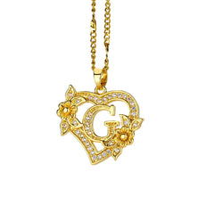 A-Z Alphabet Heart Necklaces Stainless Steel Necklace