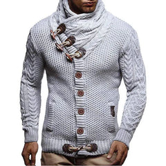 High-neck Sweater Knitted Thick Wool Button Top Retro Slim Fit
