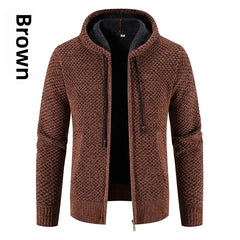Fleece-lined Knitted Top Cardigan Jacket Hooded Pullovers