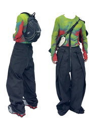 Niche Designer Model Removable Zipper Stitching Paratrooper Pants