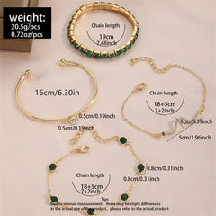Snake Green Gemstone Metal Bracelet
