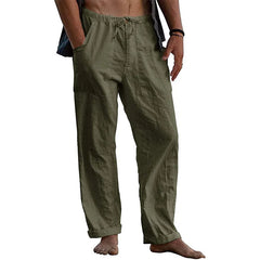 Cotton Linen Large Size white Straight trousers