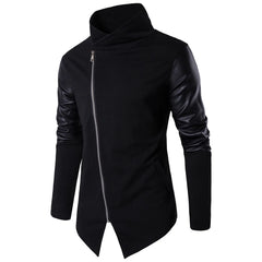 Cotton Neck Slim Fit Knitted Shirt with Leather Knitted Sweater
