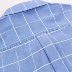 100% Pure Cotton  Oxford Short Sleeve Square Collar Solid Plaid Striped Shirt
