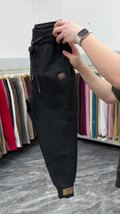 New Cotton Jeans Elastic Waist Harem Pants