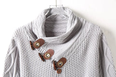 High-neck Sweater Knitted Thick Wool Button Top Retro Slim Fit