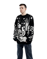 Vintage Knitted Sweater Jumper Winter Unisex Cotton Pullover Streetwear