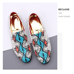 Classic Snake Pattern Loafers Breathable Leather Men's Footwear