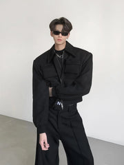 Padded Shoulder Jacket  American Retro Cotton Coat