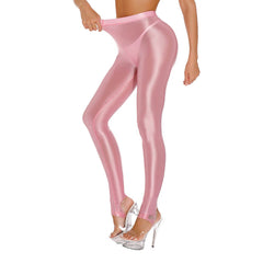 Glossy Tummy Control Sport Jogging Pants