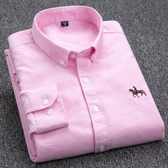 Long Sleeve Pure Cotton Oxford  Embroidered Shirt