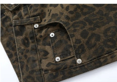 Baggy Leopard Print k Jeans Women High Waisted  Wide Leg Denim Pants