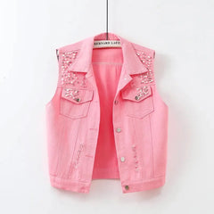 Colorful Denim Vest Women Jeans