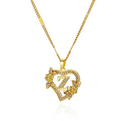 A-Z Alphabet Heart Necklaces Stainless Steel Necklace