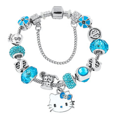 Anime Sanrio Charms Hello Kitty Bracelet Kawaii Pink Kitty Cat Pandant Bangle Diy Bracelet for Girl y2k Accessories Gifts