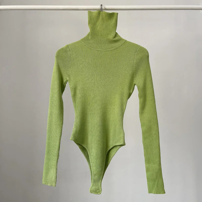 Cotton BTurtleneck Solid Knitwear Knitted Bodysuits