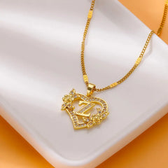 A-Z Alphabet Heart Necklaces Stainless Steel Necklace