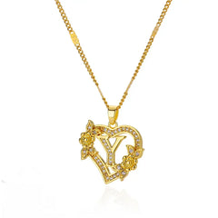 A-Z Alphabet Heart Necklaces Stainless Steel Necklace