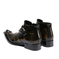 Ankle Boot Genuine Leather Mens Chelsea Crocodile Pattern