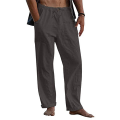Cotton Linen Large Size white Straight trousers