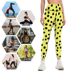 Lemon Black Dots Pattern Leggings