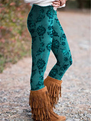 Leggings Beautiful 3D Printing Middle-Waiste Stretch Pant