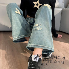 Velvet Slim Fit Straight Leg Denim Jeans