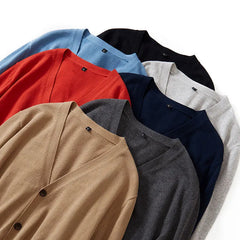 V-Neck Cardigan Casual Slim Fit Knitwear Men's Cotton Cardigan