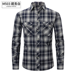 Brushed Plaid Cotton Long Sleeve Shirt