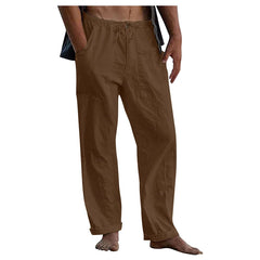 Cotton Linen Large Size white Straight trousers