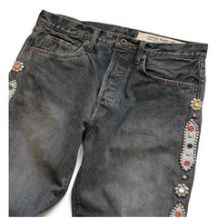 Classic Rivet Set Diamond Casual Cowboy Gemstone Craft Men Vintage Jeans Pants