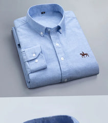 Long Sleeve Pure Cotton Oxford  Embroidered Shirt
