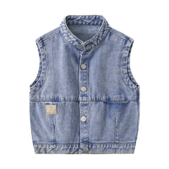Denim Vest Sleeveless Jacket Turn-down Collar Cardigan Vest