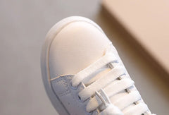 Soft White Boys Sports Shoes  Lace-up Light Sneakers